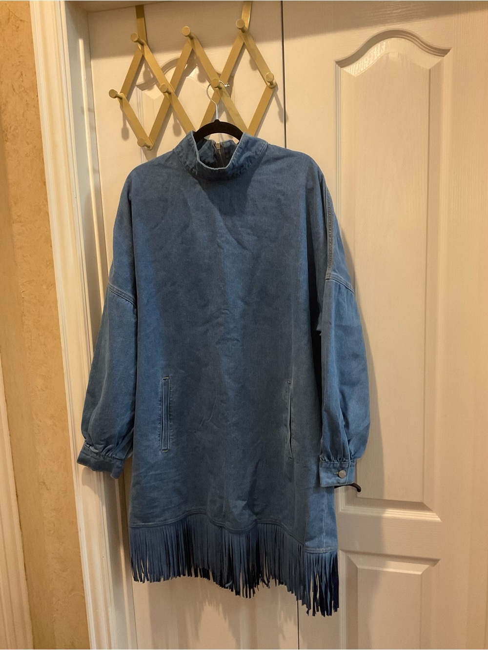 STYLEWE Blue Fringe Turtleneck Dress